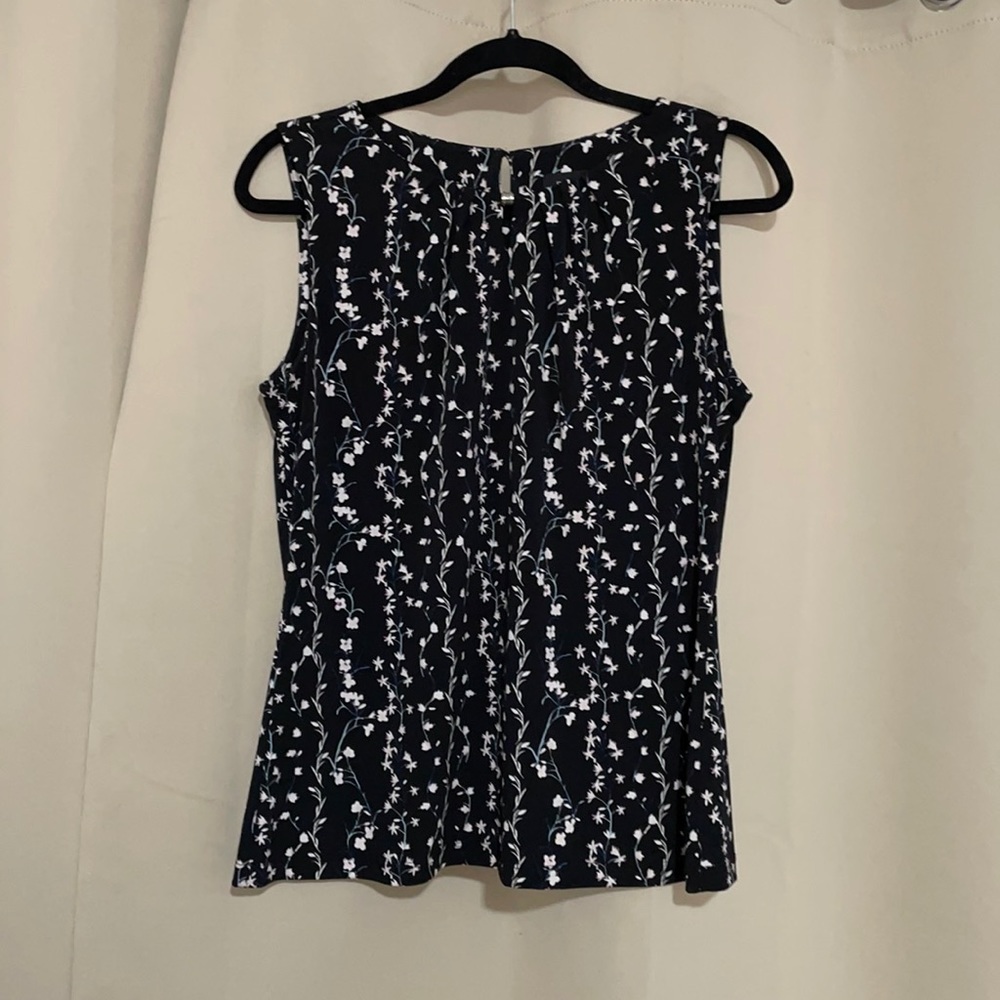 Ivanka Trump Black Floral Sleeveless Blouse